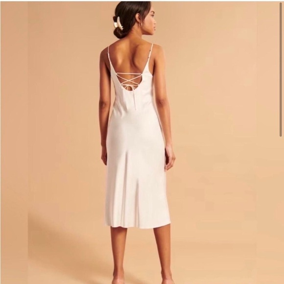 Abercrombie Lace-up Back Slip Midi Dress | Sz Large - Picture 4 of 11